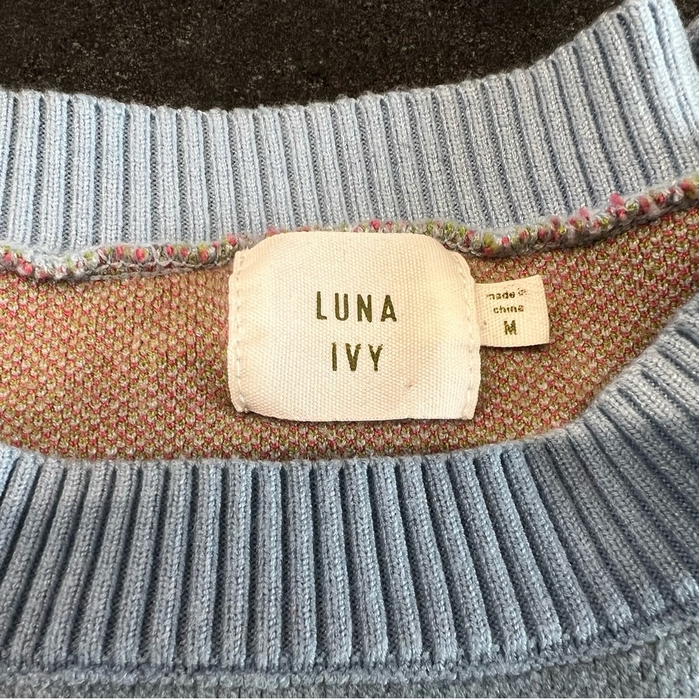 Luna Sky Light Blue Scenic Van Cottagecore Crewneck Sweater - Picture 3 of 5